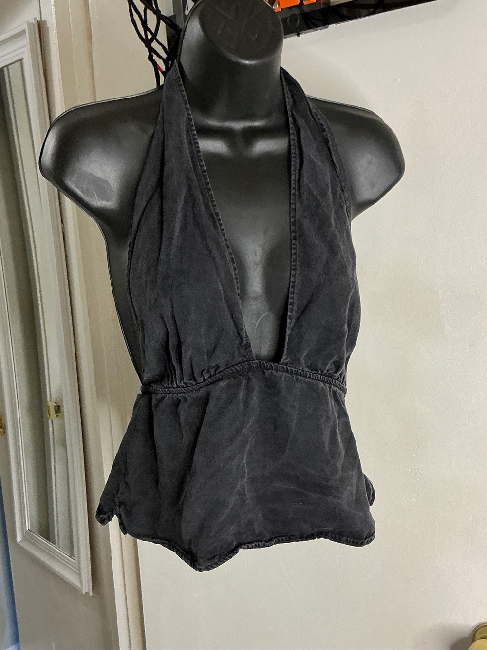 Zara Black Deep V Halter Camisole Size M